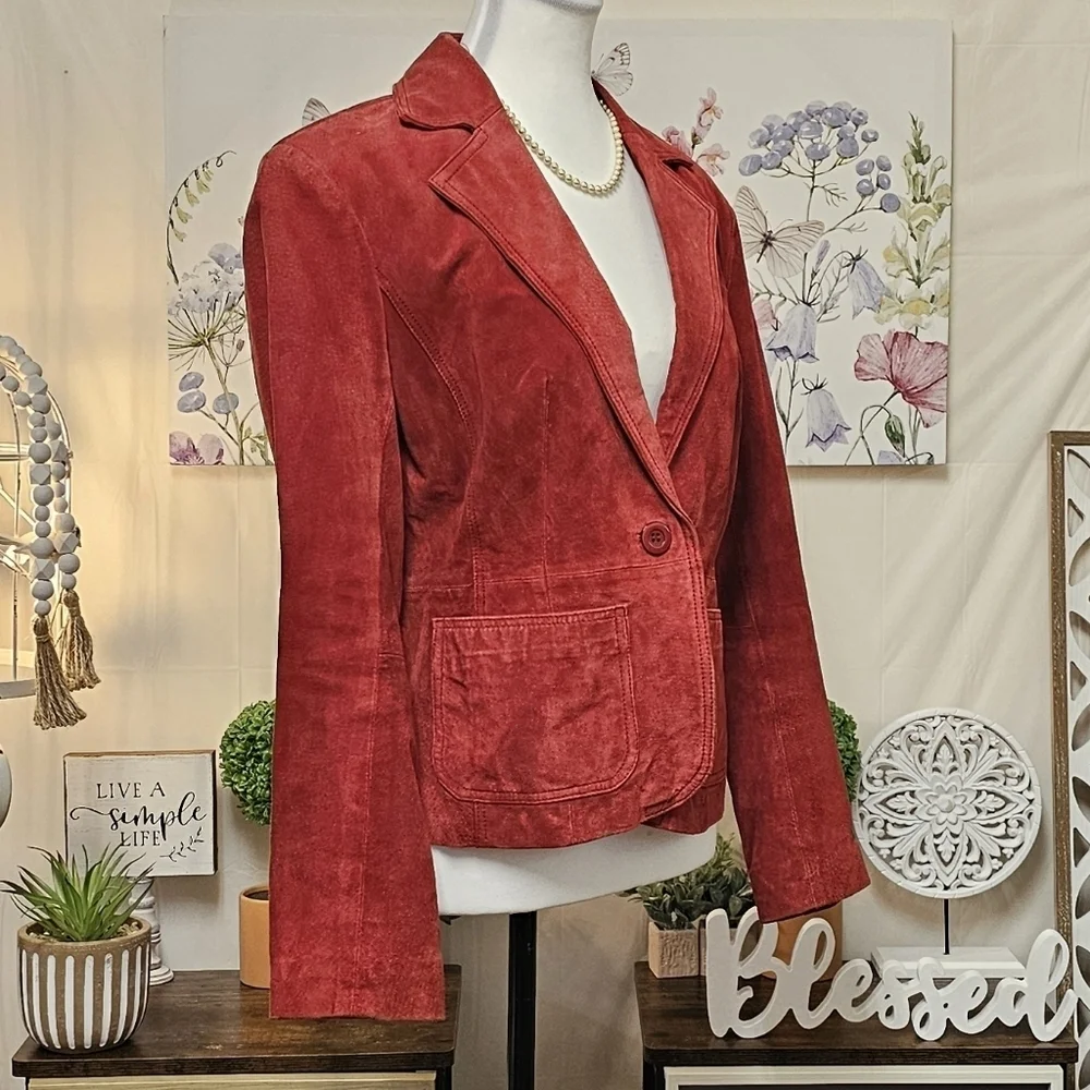 NEW YORK & COMPANY (STYLE.CN040071) GENUINE LEATHER SUEDE SINGLE BREASTE… - Picture 8 of 16